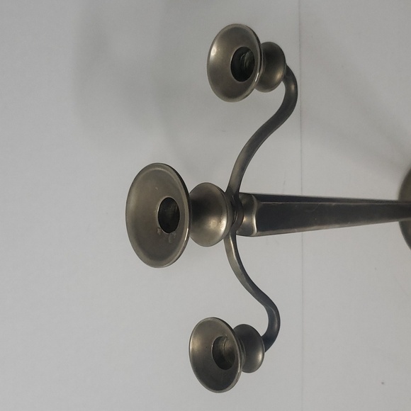 Pottery Barn Brushed Silver 3 Candlestick Candelabra Holder 14.5"H x 9.5"W Metal - Picture 6 of 17